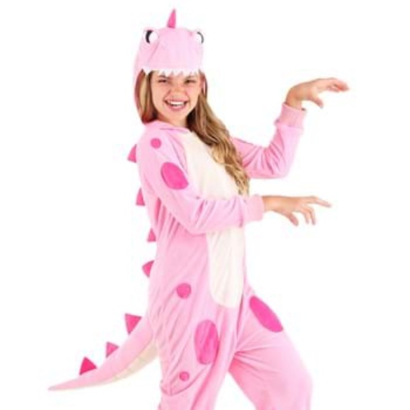 Pink Dinosaur Onesie KIDS XL - Picture 1 of 6